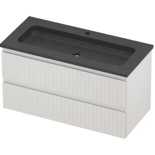 Proline Rollo Badmeubelset Hardsteen Elegant 1 Kraangat 100x46x54 cm Blue Stone Glans Wit
