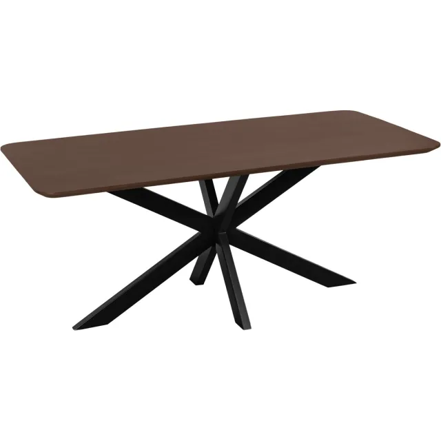 QUVIO Eettafel Sofia - Rechthoekig - Stalen kruispoot - FSC®-gecertificeerd mangohout - 180×90 cm - Bruin