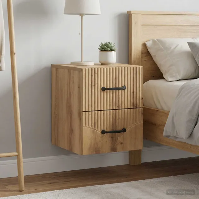 vidaXL Wandbeugel Bedkast 2 st Artisanaal eiken 34,5 x 33 x 40 cm Bruin