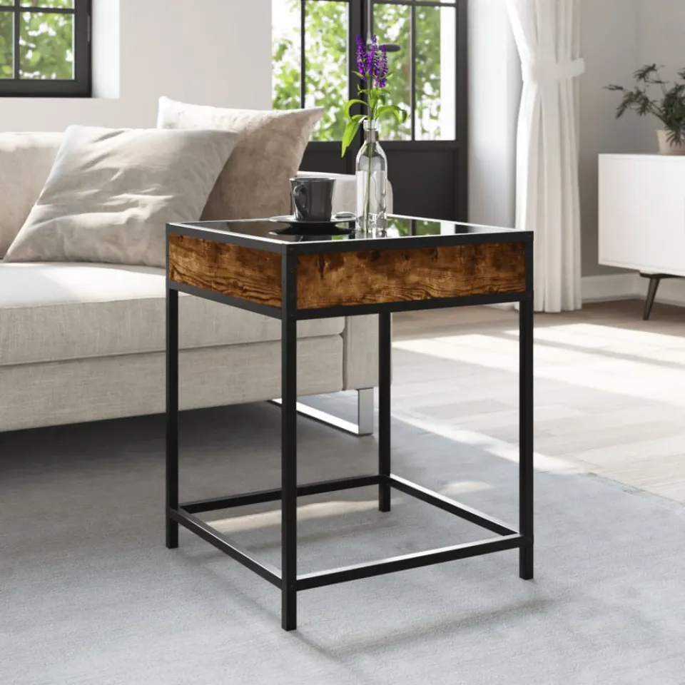 vidaXL Salontafel met Infinity LED 40x40x51 cm gerookt eikenkleurig, foto 4