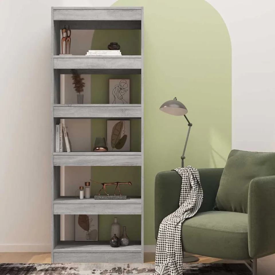 vidaXL Boekenkast/kamerscherm 60x30x166 cm bewerkt hout grijs sonoma, foto 3