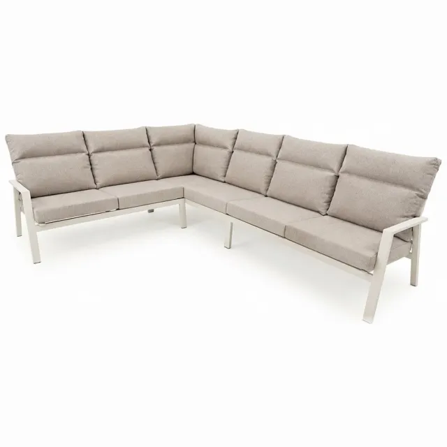 AVH-Collectie Pacific hoek loungeset 4 delig aluminium latte Taupe, Zand / Latte / Linen