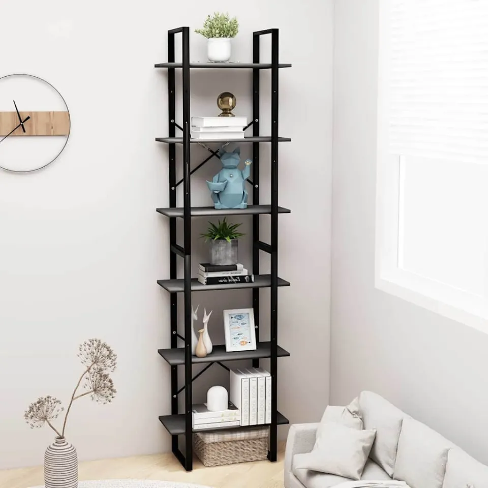 vidaXL Opbergrek 60x30x210 cm bewerkt hout grijs, foto 2