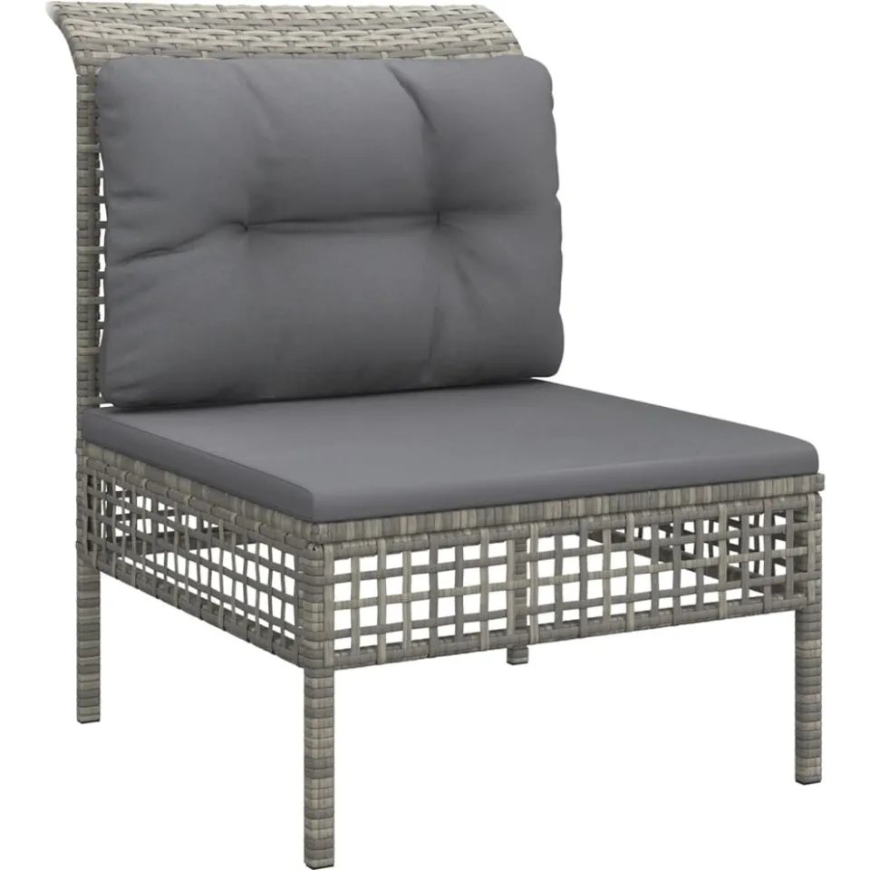 vidaXL 5-delige Loungeset met kussens poly rattan grijs, foto 3