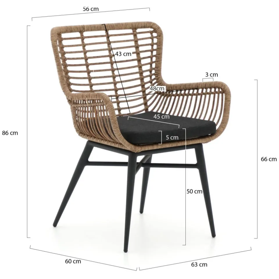 Intenso Furniture Intenso Asti/ROUGH-S 160cm dining tuinset 5-delig Taupe
