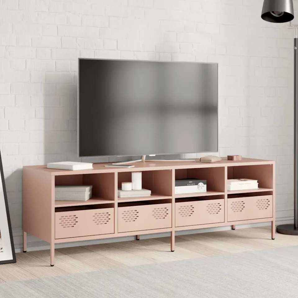 vidaXL Tv-meubel 135x39x43,5 cm koudgewalst staal roze, foto 3