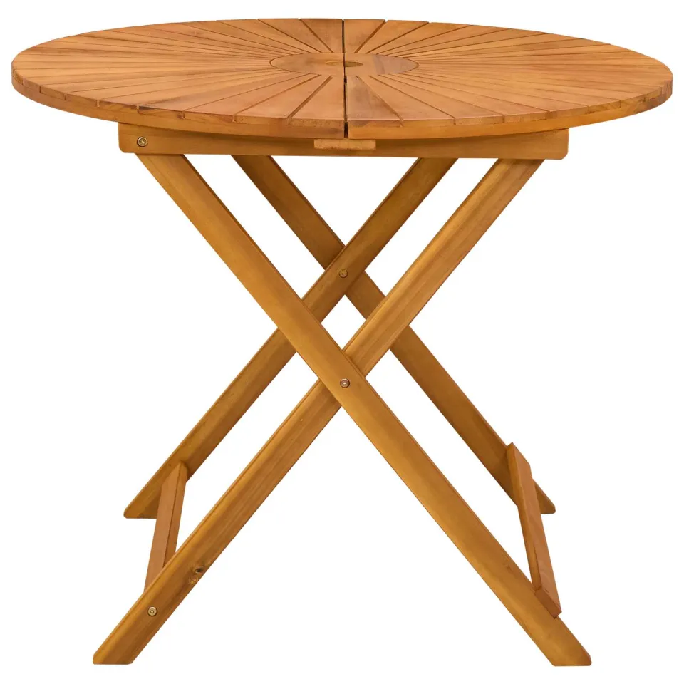 vidaXL Inklapbare tuintafel Naturel Ø90 x 75 cm Massief Acaciahout, foto 4
