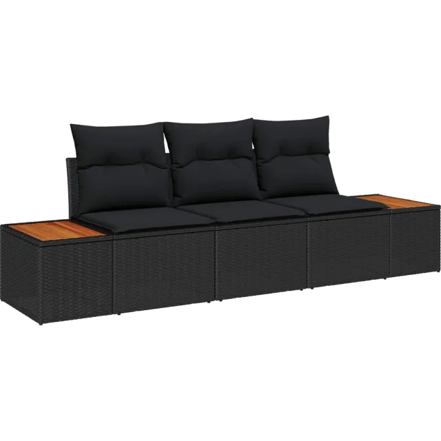 vidaXL Tuin Sofa Set 3 st Zwart poly rattan