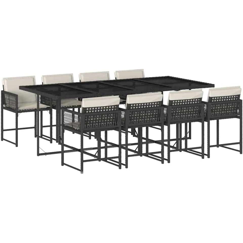vidaXL 9-delige Tuinset poly rattan zwart, foto 3