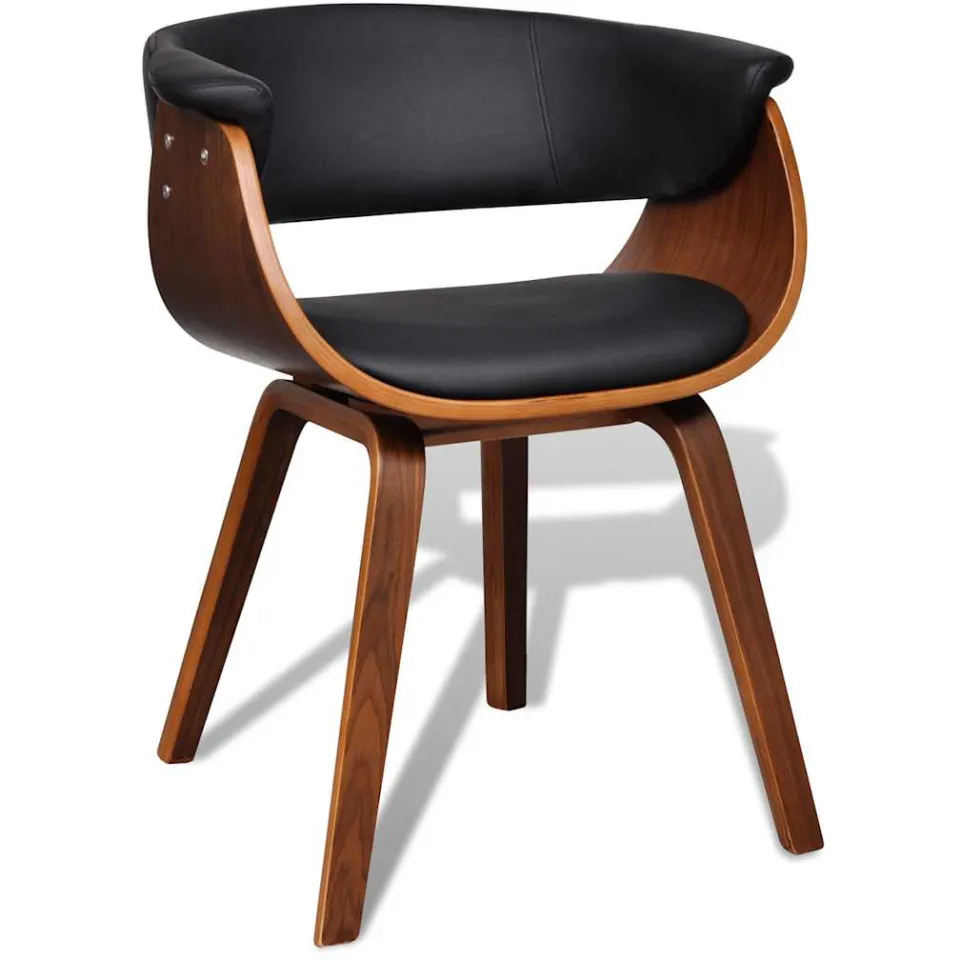 vidaXL Eetkamerstoelen 6 st gebogen hout en kunstleer Zwart