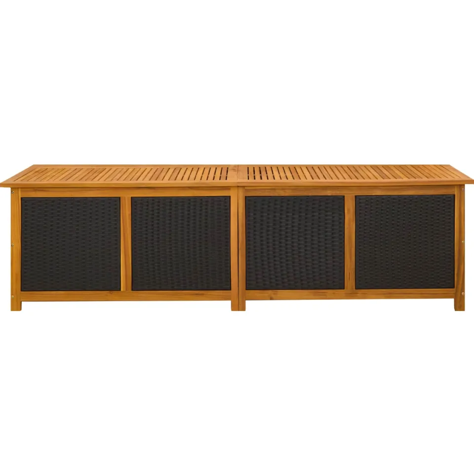 vidaXL Tuinopslagdoos 333 L Massief Acaciahout 200 x 50 x 56 cm Zwart, foto 4