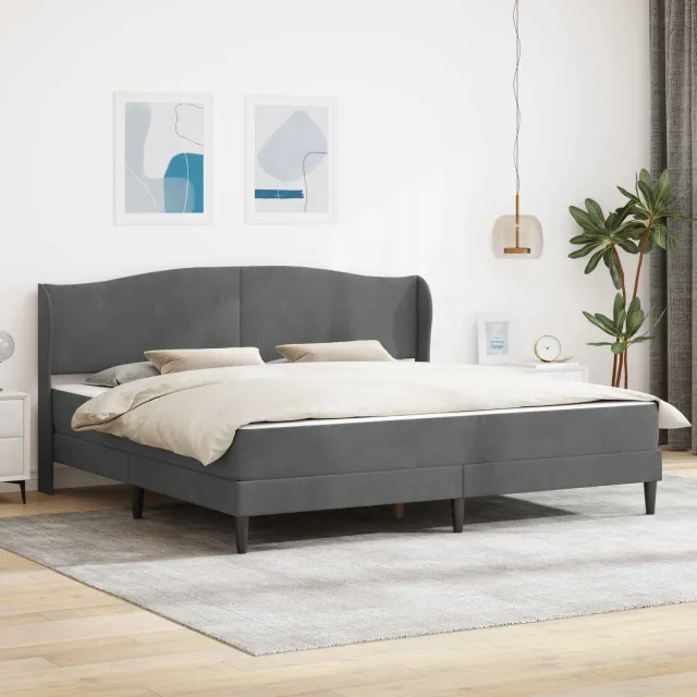 vidaXL Bedframe met matras Donkergrijs 180 x 200 cm fluweel