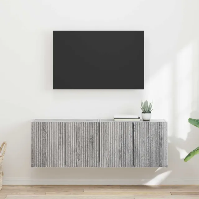vidaXL TV-wandkast 2 st Grijs Sonoma Bewerkt hout