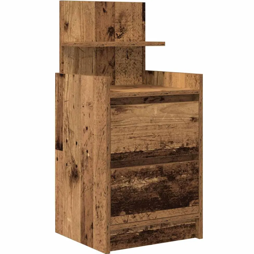 vidaXL Nachtkastje met 2 lades 38x34x80 cm oud houtkleurig Bruin