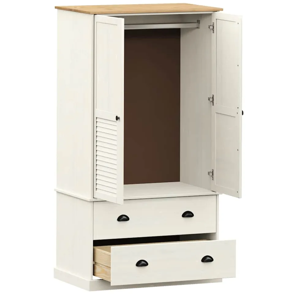 vidaXL Kledingkast VIGO 90x55x170 cm massief grenenhout wit, foto 3