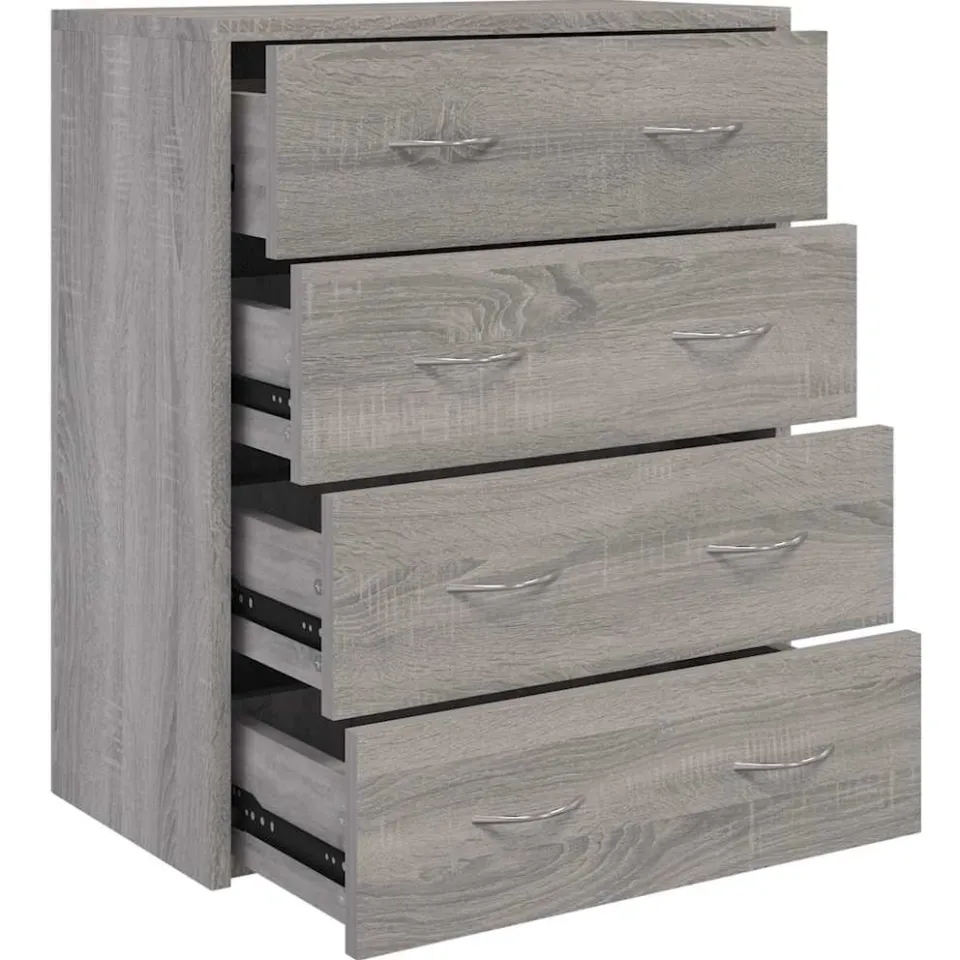 vidaXL Dressoir met 4 lades 60x30,5x71 cm grijs sonoma, foto 3