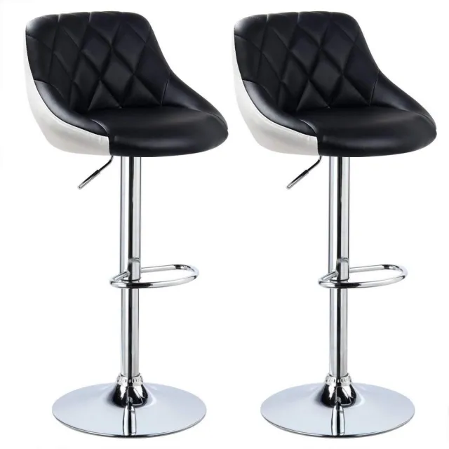 Dripio Barkrukken Eliav - Met rugleuning - Kunstleer - Set van 2 - Keuken - Barstoelen ergonomisch - Zwart - Verstelbaar in hoogte - Zithoogte 60-82cm