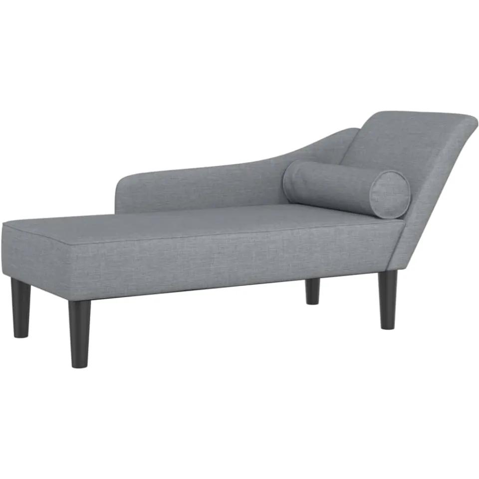 vidaXL Chaise longue met kussens stof lichtgrijs