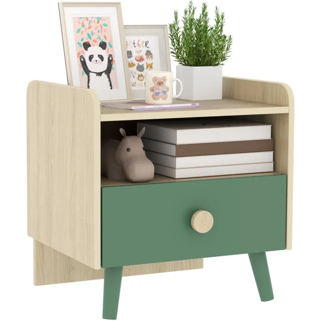 AIYAPLAY Kindernachtkastje - Hout - 40x32,5x40cm - Groen