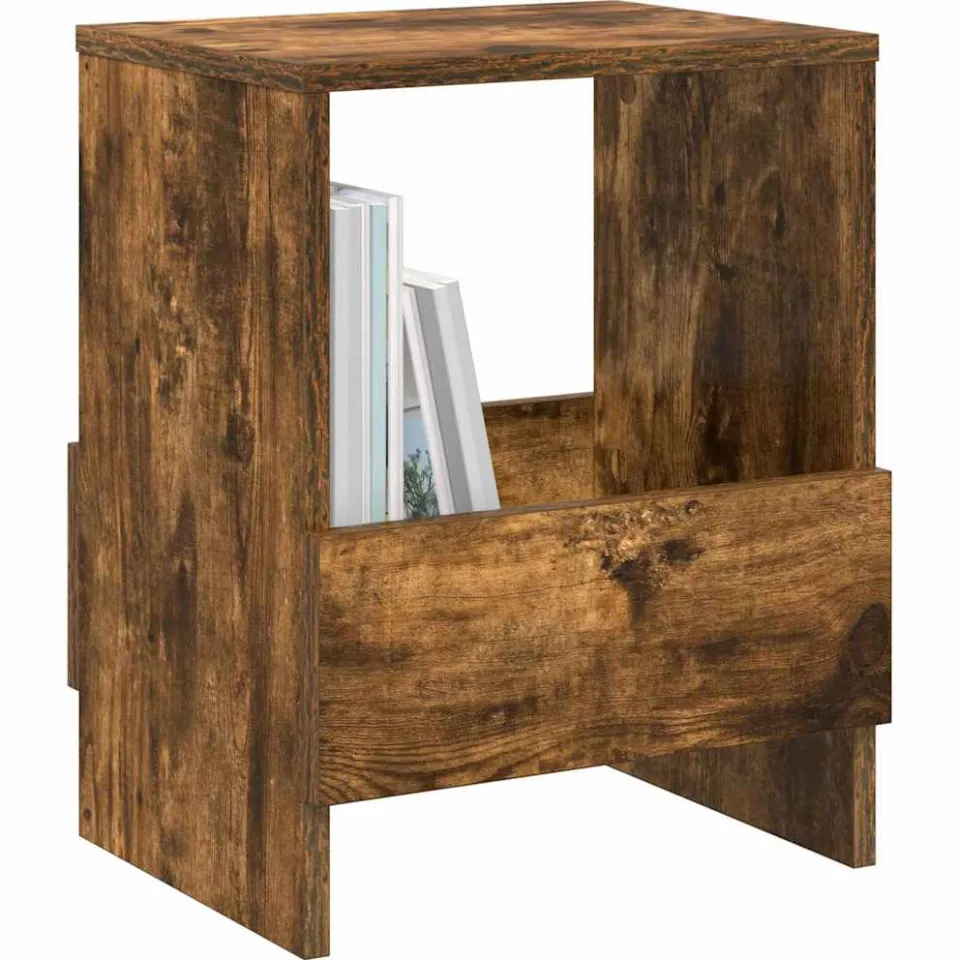 vidaXL Tijdschrift Rek 2 st Gerookt eiken 35 x 30 x 45 cm Bruin
