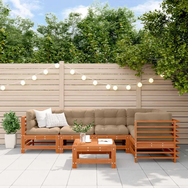 vidaXL Tuin loungeset 6 st Wax Bruin Den Massief grenenhout, foto 2