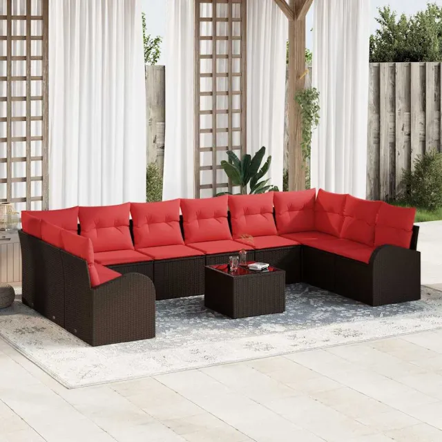 vidaXL Bankstel 11 st Bruin poly rattan, foto 2
