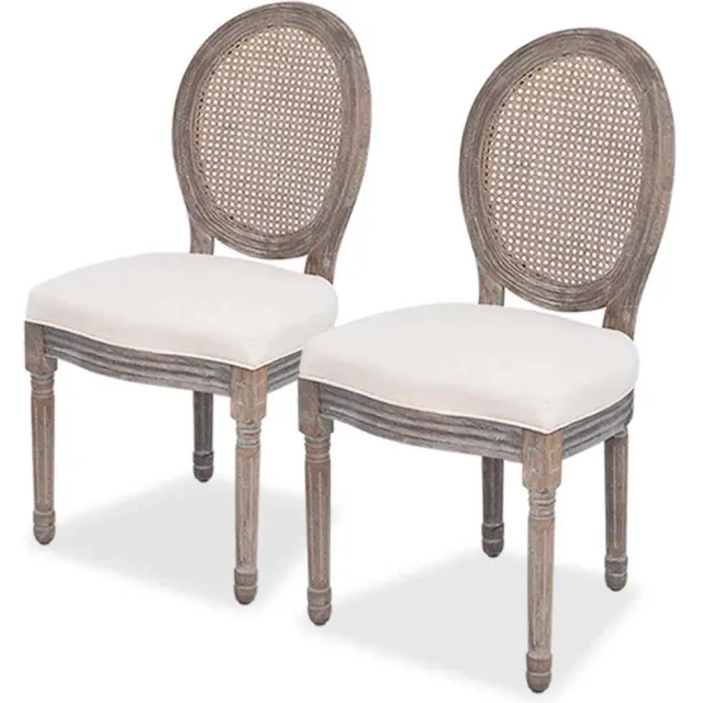 vidaXL Eetkamerstoelen 2 st stof crèmekleurig