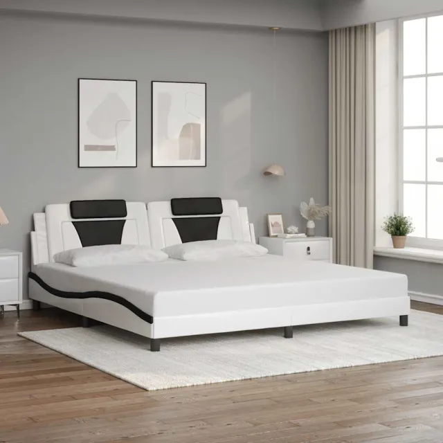 vidaXL Bedframe "Viana" zonder matras kunstleer wit en zwart 200x200 cm