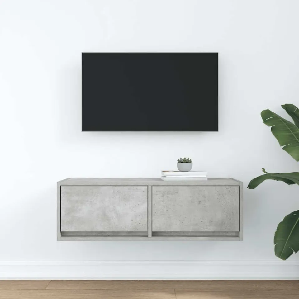 vidaXL Tv-meubel 80x31x25,5 cm bewerkt hout betongrijs grijs, foto 3