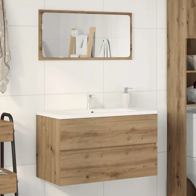vidaXL Wastafelkast 90x38,5x45 cm bewerkt hout artisanaal eikenkleur, foto 2