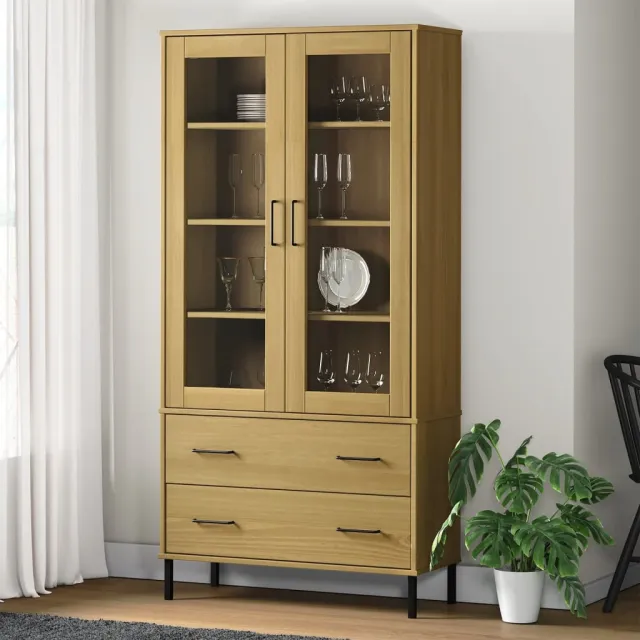 vidaXL Boekenkast met metalen poten OSLO 85x35x172,5 cm hout bruin, foto 2