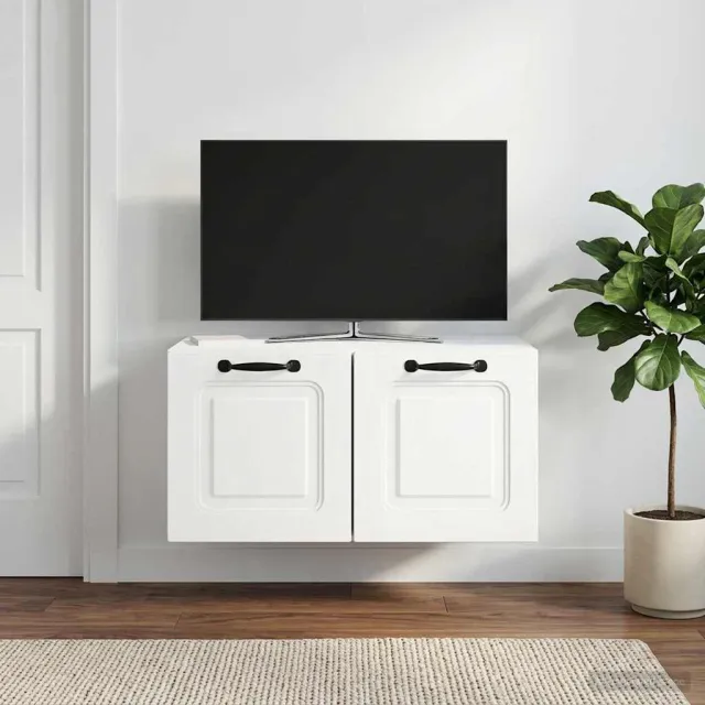 vidaXL Wandbeugel TV-kast Wit 59,5 x 41 x 30 cm Bewerkt hout