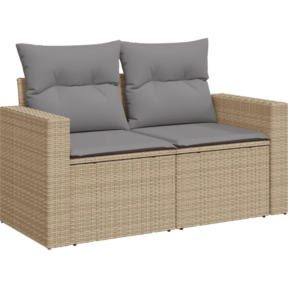 vidaXL 13-delige Loungeset met kussens poly rattan beige, foto 4
