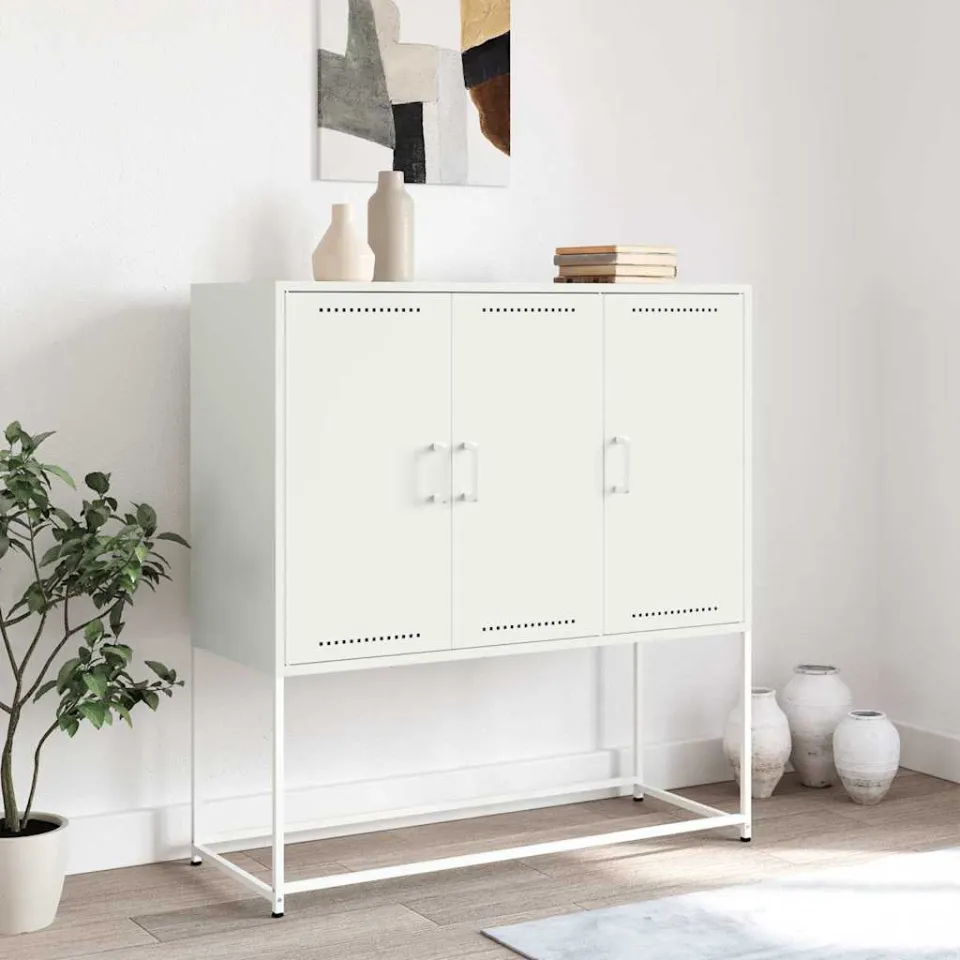vidaXL Hoge kast 100,5x39x107 cm staal wit, foto 3