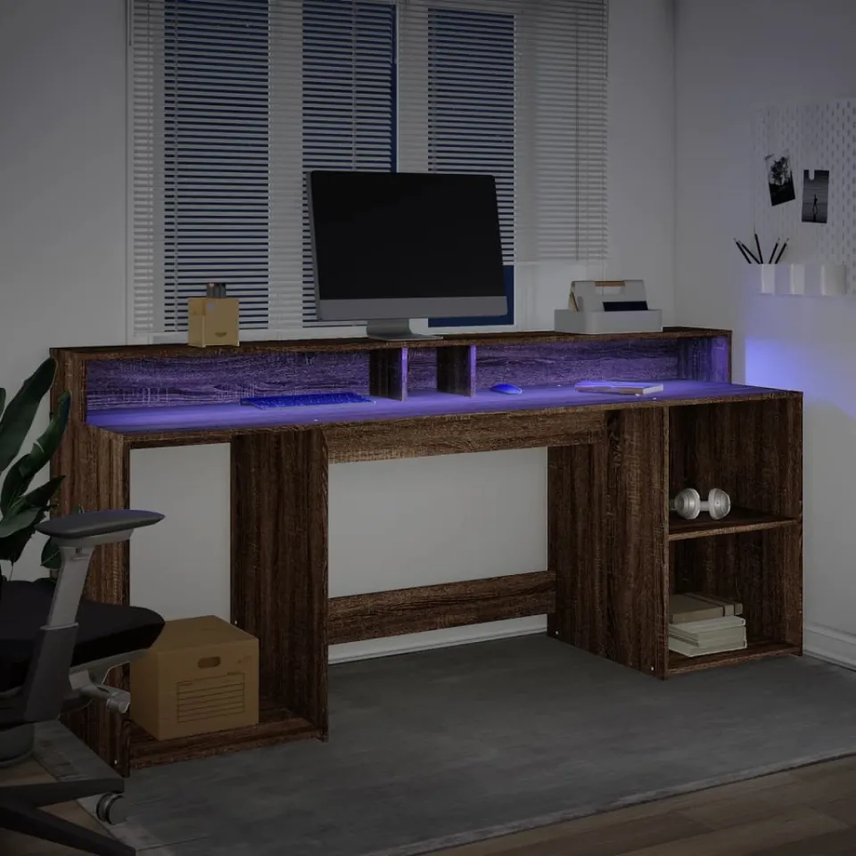 vidaXL Desk Bruin eiken 200 x 55 x 91 cm Engineered wood, foto 4