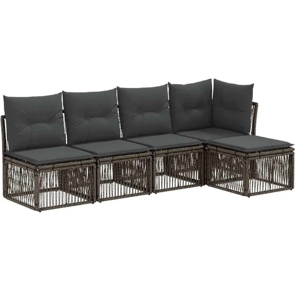 vidaXL Tuinbankenset 5 st 5-zits Grijs poly rattan, foto 3