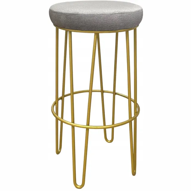Bias Lage barkruk 66cm goud metaal met gestoffeerde zitting