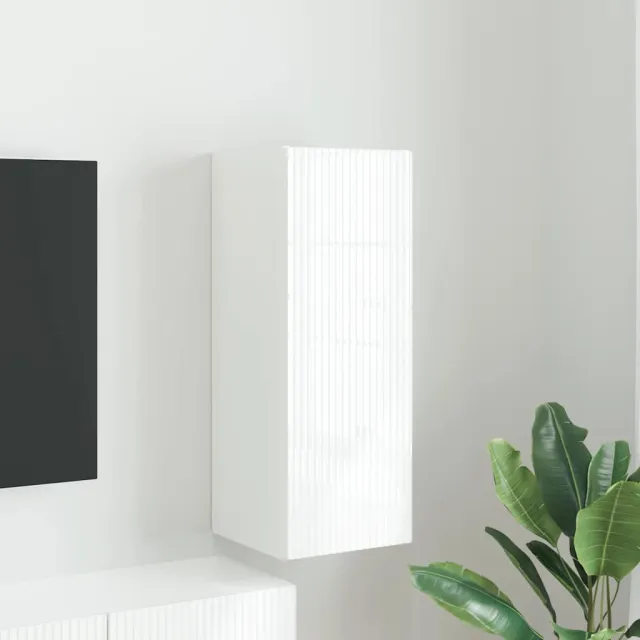 vidaXL TV Wandkast 30 x 31 x 80 cm Glanzend Wit Bewerkt hout, foto 2