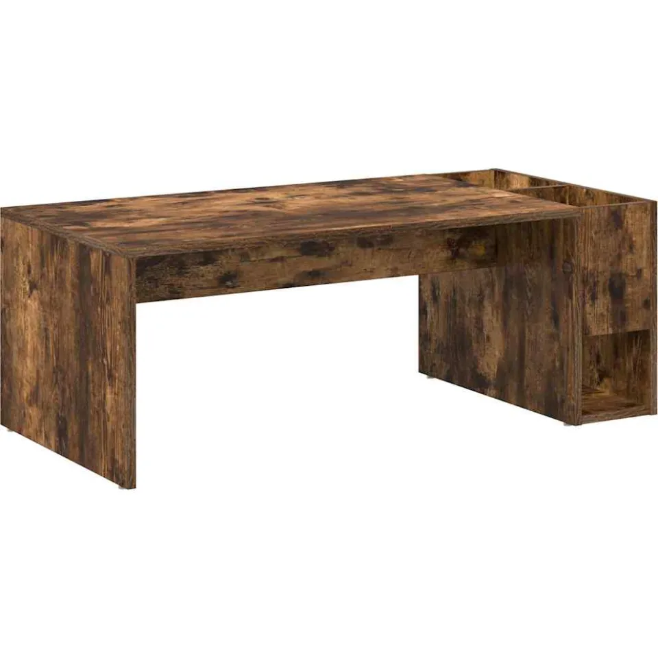 vidaXL Salontafel Gerookt eiken 101,5 x 50 x 37 cm Bewerkt hout, foto 3