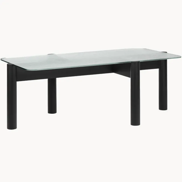 noo.ma Salontafel Kob van beukenhout met glazen tafelblad Transparant, Zwart