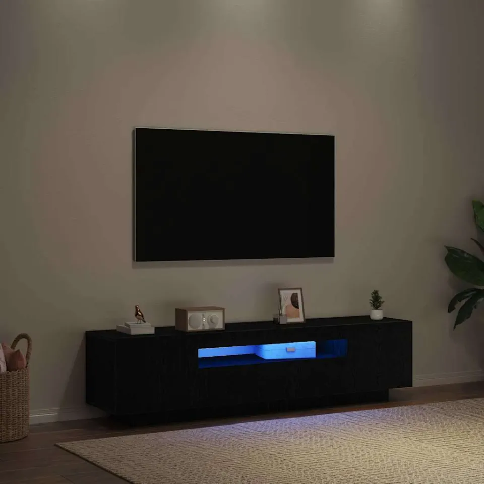 vidaXL TV-kast 160 x 35 x 40 cm Zwart Bewerkt hout, foto 4