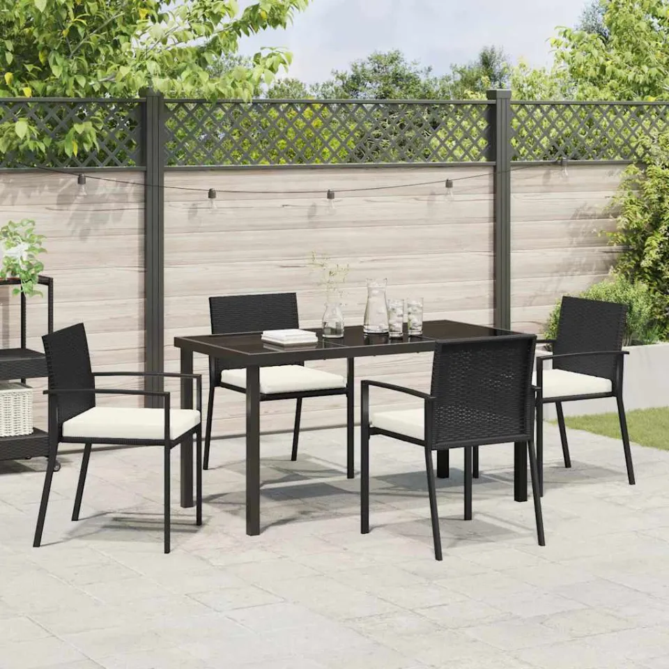 vidaXL Tuin eettafelset 5 st Zwart Gepoedercoat staal, foto 3