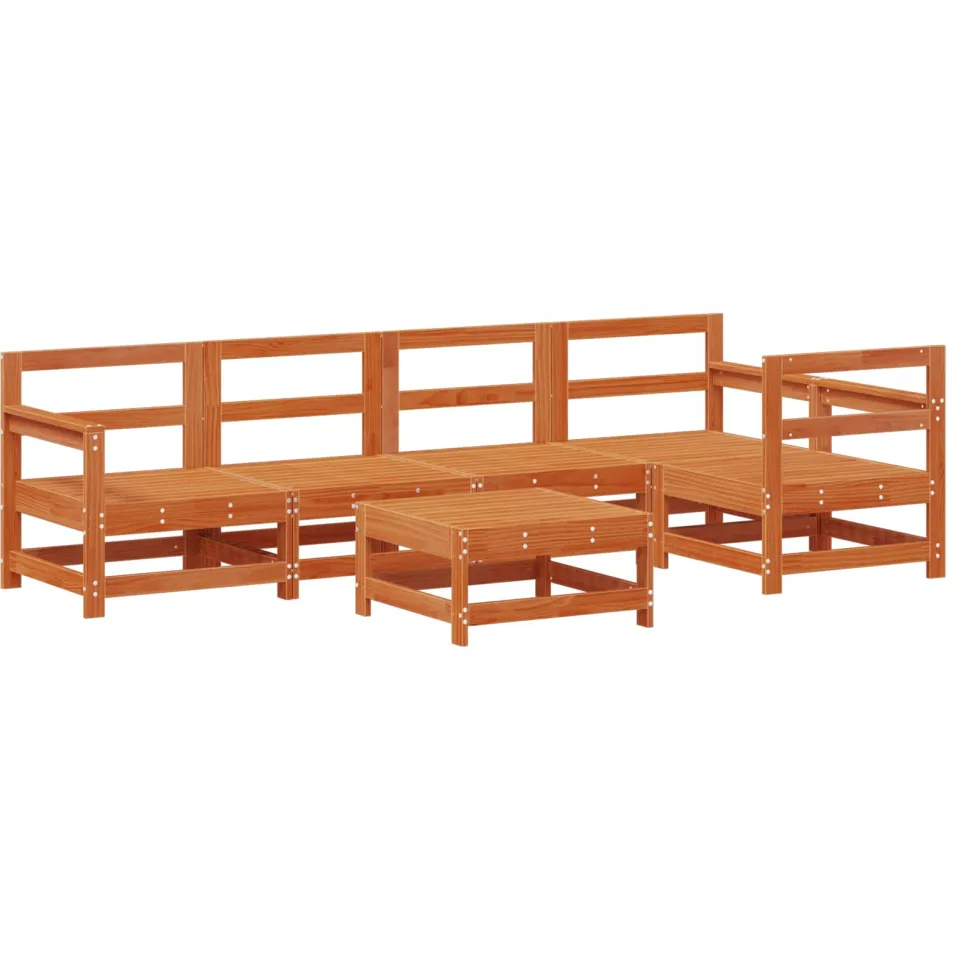 vidaXL Tuin loungeset 6 st Wasbruin Massief grenenhout