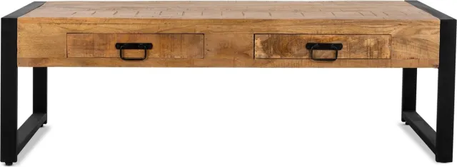 Damn Salontafel Britt mangohout met 2 lades 120x60x45 cm