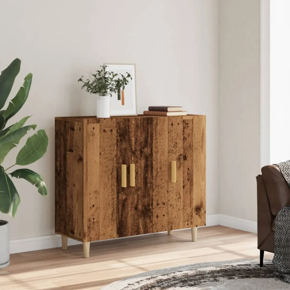 vidaXL Dressoir 90x34x80 cm bewerkt hout oud houtkleurig bruin, foto 3