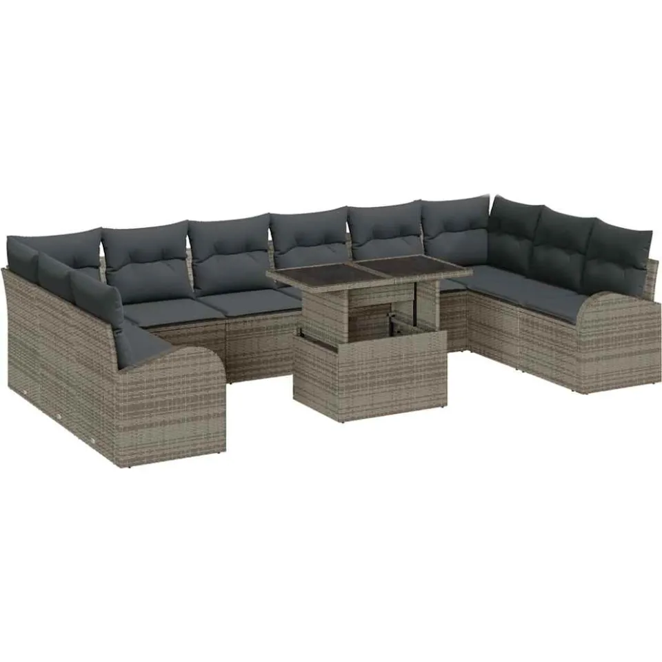 vidaXL Tuin Sofa Set 11 st Grijs Poly riet