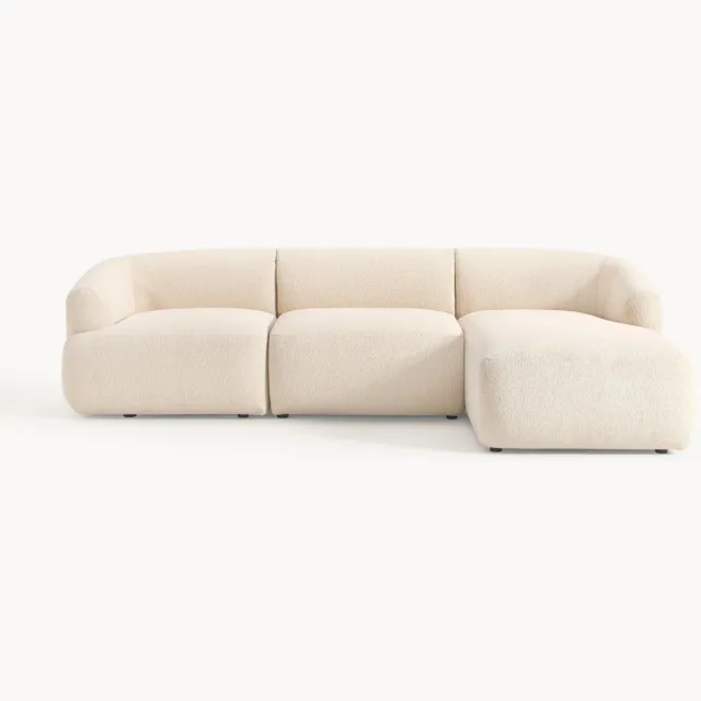 Westwing Collection Modulaire bouclé hoekbank Sofia (3-zits) Beige