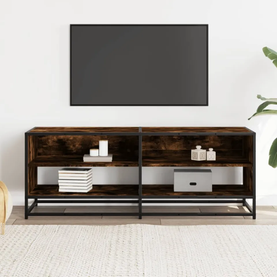 vidaXL Tv-meubel 120,5x40x46 cm bewerkt hout metaal gerookt eikenkleur, foto 2