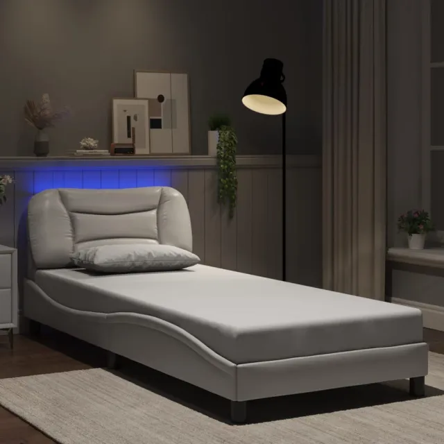 vidaXL Bedframe met LED zonder matras "Hvar" wit 90x190 cm