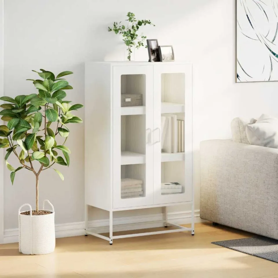 vidaXL Hoge kast 68x39x123 cm staal wit, foto 2